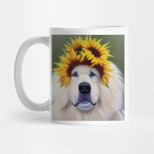 Great Pyrenees with Sunflower Crown Mug